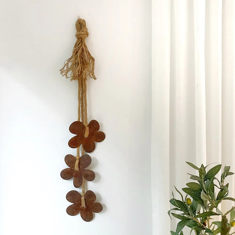 House And Daisy Wall Hanging - Corten