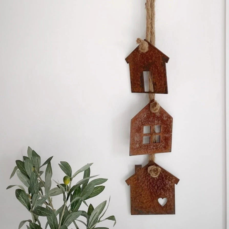 House And Daisy Wall Hanging - Corten