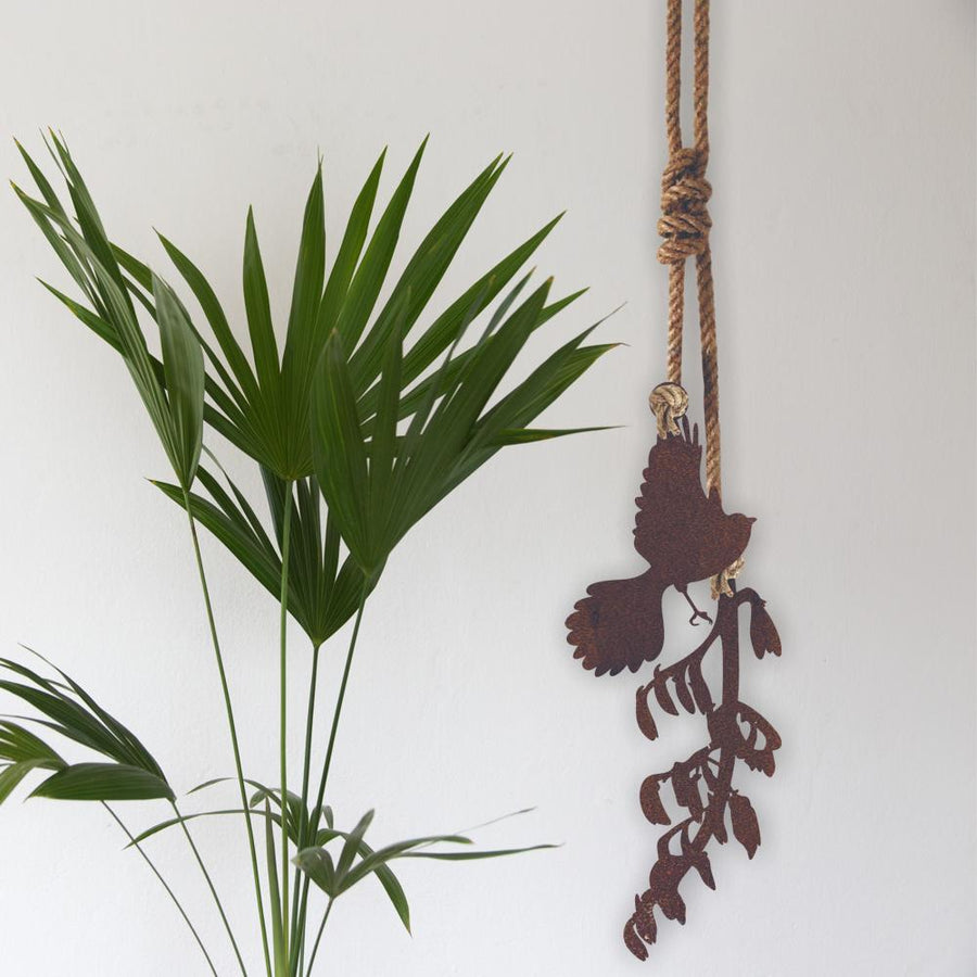 Corten Hanging Fantail & Flax