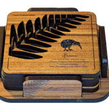 Rimu Coasters - Silver Fern Cut Out And Paua Insert