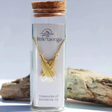 Little Taonga Huia Feather Necklace Gold And Silver