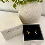 Ataahua Gold Native Leaves Studs