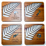 Rimu Coasters - Silver Fern Cut Out And Paua Insert