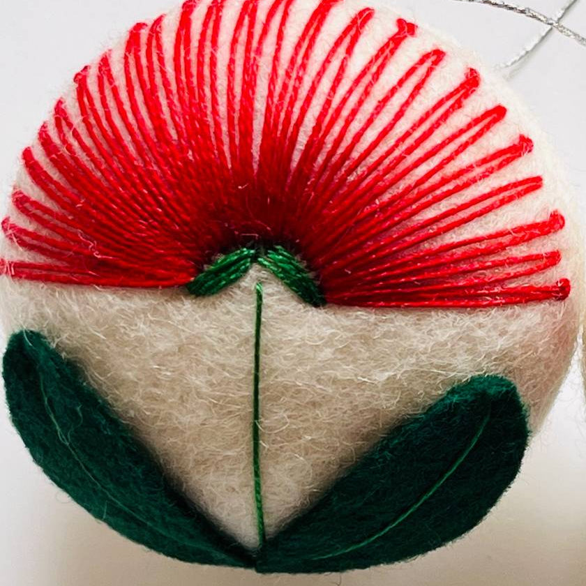 Pohutukawa Felt Bauble Christmas Decoration - Preorder