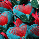 Pohutukawa felt heart - Preorder