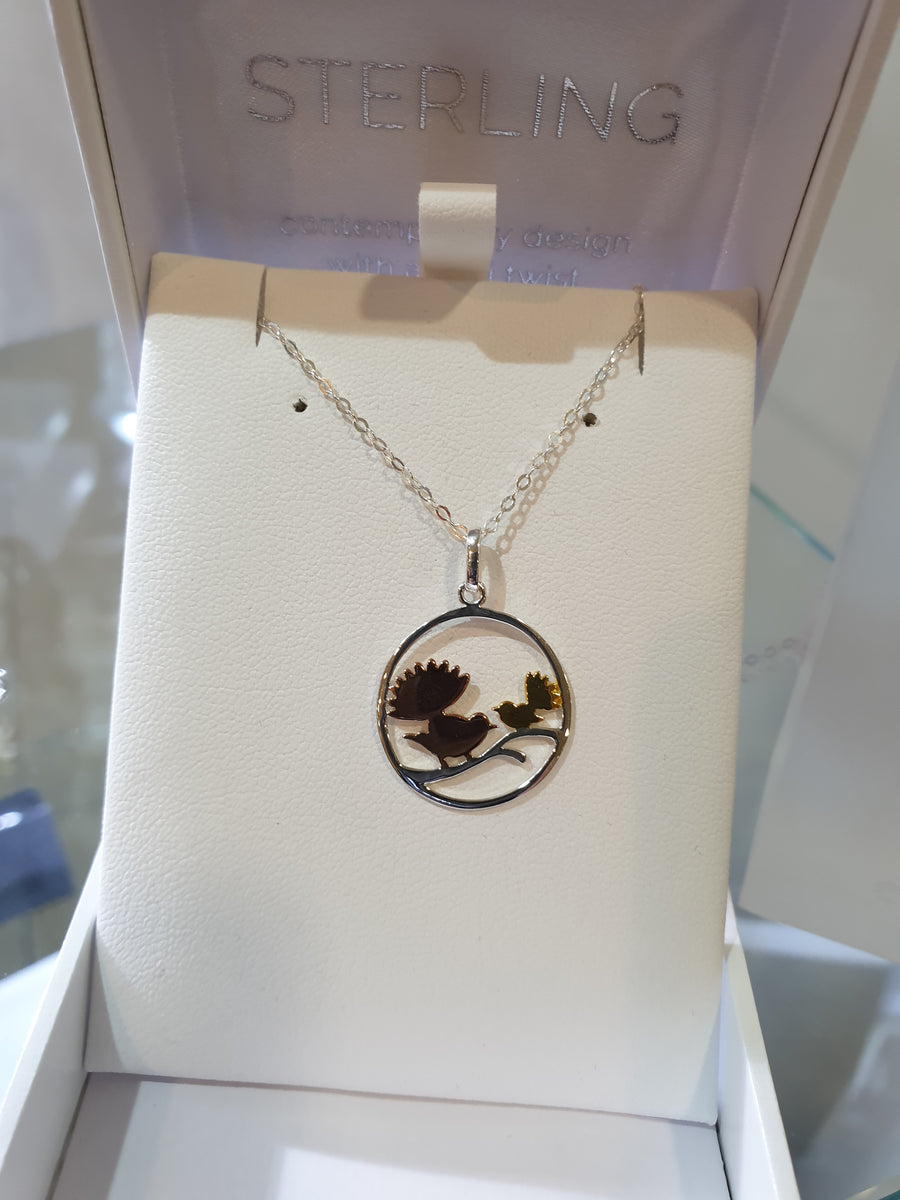 Sterling Silver Fantail Mum and Baby