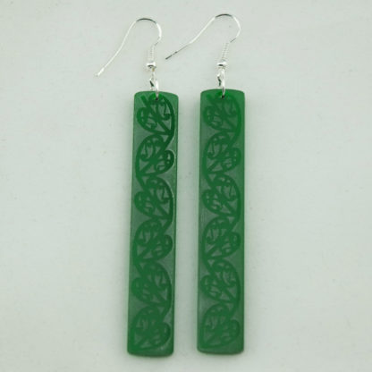 SoNZ Kowhaiwhai Bar Earring in Pounamu Green
